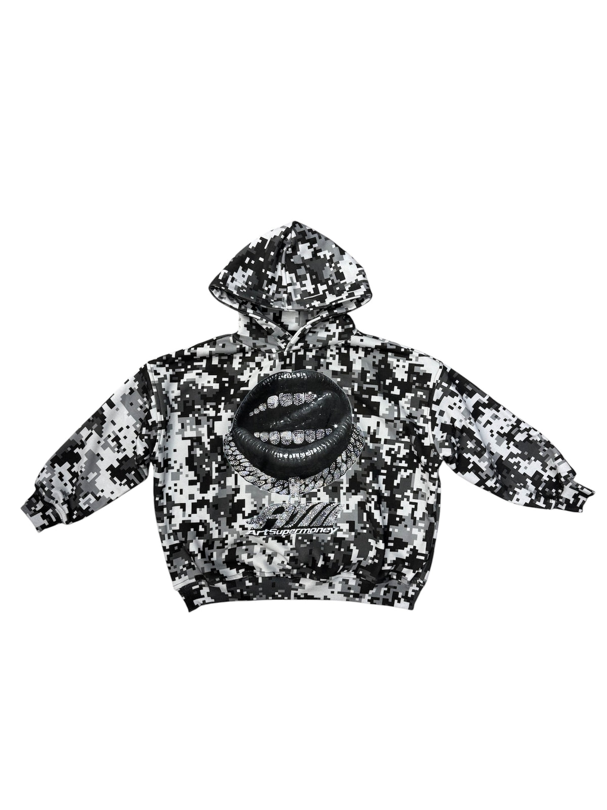 SMJST05165 FELPA MIMETICA GRIGIO - felpa cappuccio - artsupermoney