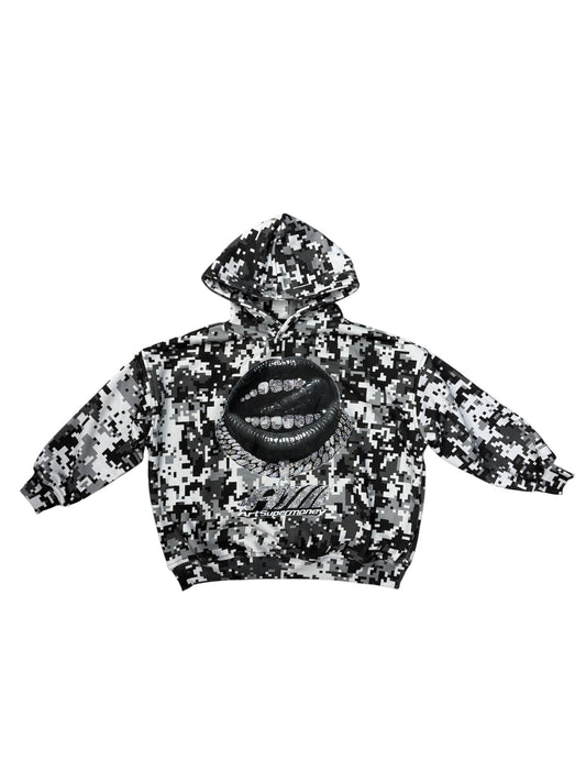 SMJST05165 FELPA MIMETICA GRIGIO - felpa cappuccio - artsupermoney